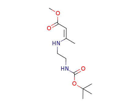 Molecular Structure of 1240195-07-6 ((Z)-methyl 3-((2-((tert.-butoxycarbonyl)amino)ethyl)amino)but-2-enoate)