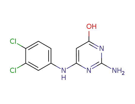 Molecular Structure of 90767-72-9 (2-amino-6-[(3,4-dichlorophenyl)amino]pyrimidin-4(1H)-one)