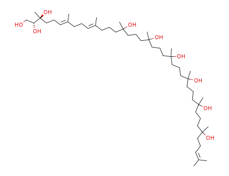 Molecular Structure of 86989-10-8 (3,7,11,15,19,23,27,31,35,39-Decamethyl-6,10,38-tetracontatriene-1,2,3,15,19,23,27,31,35-nonol)