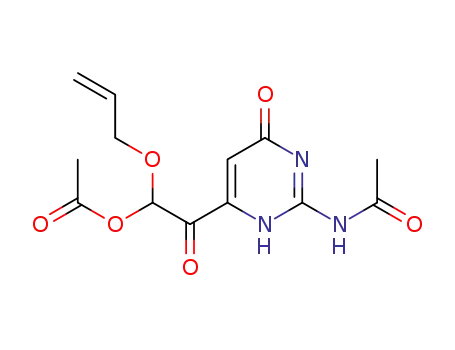 Molecular Structure of 86944-32-3 (2-[2-(acetylamino)-6-oxo-3,6-dihydropyrimidin-4-yl]-2-oxo-1-(prop-2-en-1-yloxy)ethyl acetate)