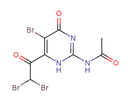Molecular Structure of 86944-46-9 (N-[5-bromo-6-(dibromoacetyl)-4-oxo-1,4-dihydropyrimidin-2-yl]acetamide)