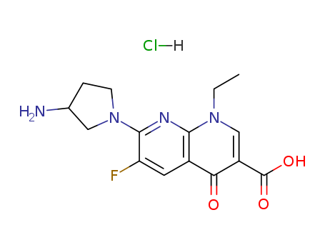 7-(3-aminopyrrolidin-1-yl)-1-ethyl-6-fluoro-4-oxo-1,4-dihydro-1,8-naphthyridine-3-carboxylic acid hydrochloride