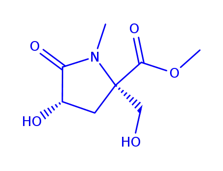 Molecular Structure of 793682-88-9 (D-Proline, 4-hydroxy-2-(hydroxymethyl)-1-methyl-5-oxo-, methyl ester, (4S)- (9CI))