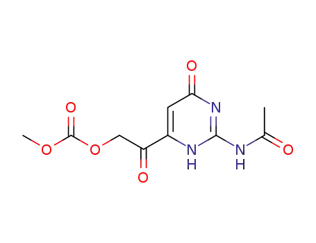Molecular Structure of 86944-37-8 (2-[2-(acetylamino)-6-oxo-3,6-dihydropyrimidin-4-yl]-2-oxoethyl methyl carbonate)