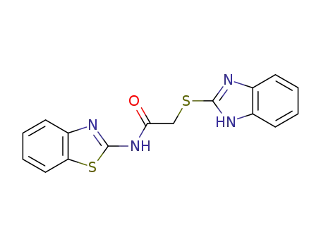 Molecular Structure of 79420-24-9 (2-((1H-benzo[d]imidazol-2-yl)thio)-N-(benzo[d]thiazol-2-yl)acetamide)