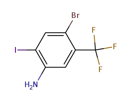 Molecular Structure of 868692-81-3 (4-Bromo-2-iodo-5-(trifluoromethyl)aniline)