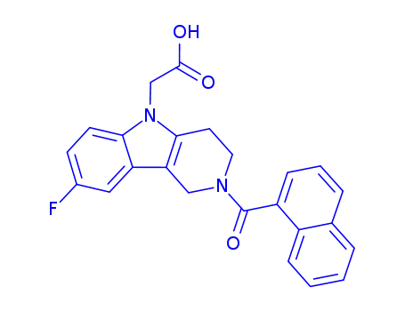 Molecular Structure of 866460-33-5 (2-(2-(1-naphthoyl)-8-fluoro-1,2,3,4-tetrahydropyrido[4,3-b]indol-5-yl)acetic acid)
