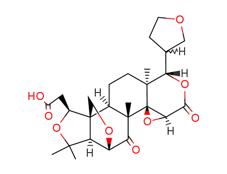 Molecular Structure of 86812-63-7 ([3,3,5a,9a-tetramethyl-5,7-dioxo-9-(tetrahydrofuran-3-yl)dodecahydro-4,11b-(epoxymethano)[2]benzofuro[5,4-f]oxireno[d]isochromen-1(1H)-yl]acetic acid)