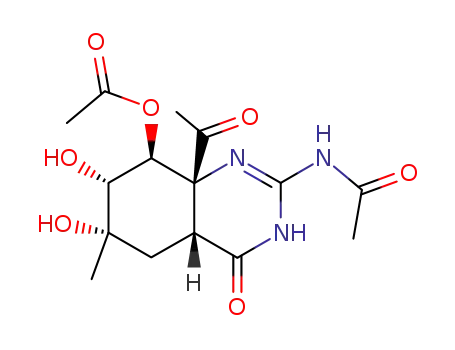 Molecular Structure of 87067-99-0 ((4aS,6S,7S,8R,8aS)-8a-acetyl-2-(acetylamino)-6,7-dihydroxy-6-methyl-4-oxo-3,4,4a,5,6,7,8,8a-octahydroquinazolin-8-yl acetate)