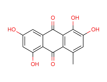 Molecular Structure of 793-94-2 (1,2,5,7-Tetrahydroxy-4-methyl-9,10-anthracenedione)