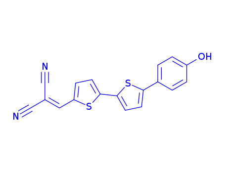 Molecular Structure of 868592-56-7 (2-((5'-(4-hydroxyphenyl)-2,2'-bithiophen-5-yl)Methylene)Malononitrile)