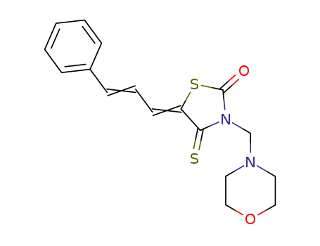 Molecular Structure of 63671-18-1 (2-Thiazolidinone,
3-(4-morpholinylmethyl)-5-(3-phenyl-2-propenylidene)-4-thioxo-)