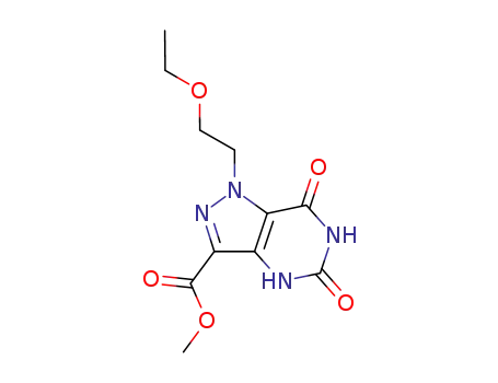 Molecular Structure of 792970-10-6 (methyl 1-(2-ethoxyethyl)-4,5,6,7-tetrahydro-5,7-dioxo-1H-pyrazolo[4,3-d]pyrimidine-3-carboxylate)