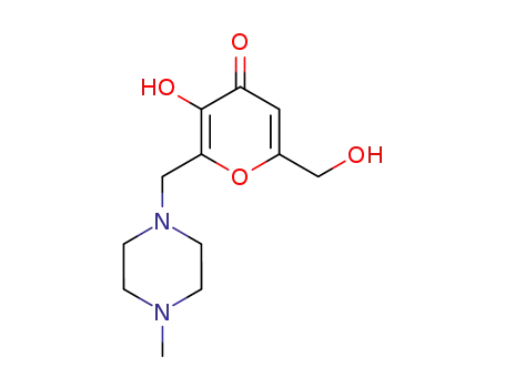 Molecular Structure of 90293-63-3 (3-hydroxy-6-(hydroxymethyl)-2-[(4-methylpiperazin-1-yl)methyl]-4H-pyran-4-one)
