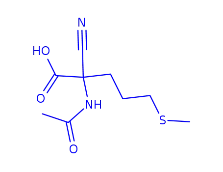 Molecular Structure of 911448-34-5 (Norvaline,  N-acetyl-2-cyano-5-(methylthio)-)