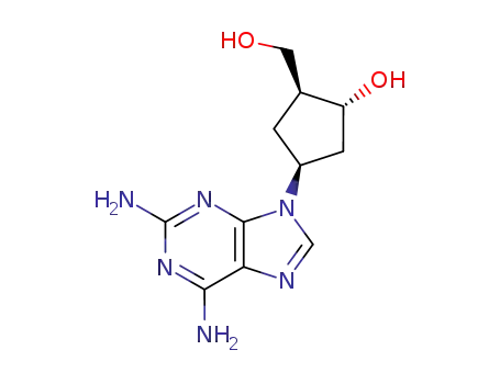 Molecular Structure of 91296-15-0 (4-(2,6-diamino-9H-purin-9-yl)-2-(hydroxymethyl)cyclopentanol)