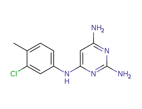 Molecular Structure of 91090-21-0 (N4-(3-chloro-4-methyl-phenyl)pyrimidine-2,4,6-triamine)