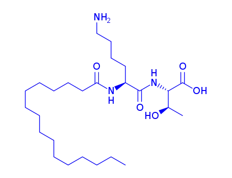 Molecular Structure of 911813-90-6 ((2S,3R)-2-[[(2S)-6-amino-2-(hexadecanoylamino)hexanoyl]amino]-3-hydroxybutanoic acid)