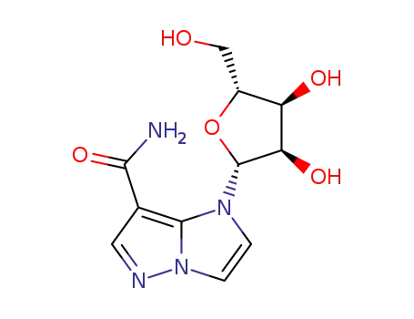 Molecular Structure of 91296-28-5 (1-pentofuranosyl-1H-imidazo[1,2-b]pyrazole-7-carboxamide)