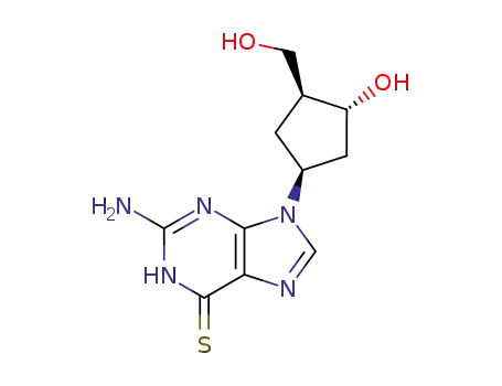 Molecular Structure of 91296-13-8 (2-amino-9-[3-hydroxy-4-(hydroxymethyl)cyclopentyl]-3,9-dihydro-6H-purine-6-thione)