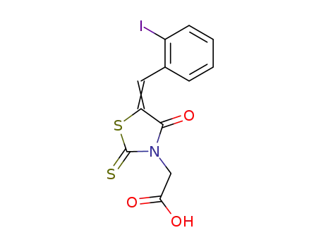 Molecular Structure of 91330-21-1 ([5-(2-iodobenzylidene)-4-oxo-2-thioxo-1,3-thiazolidin-3-yl]acetic acid)