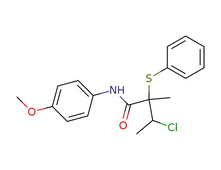 Molecular Structure of 83375-46-6 (Butanamide, 3-chloro-N-(4-methoxyphenyl)-2-methyl-2-(phenylthio)-)