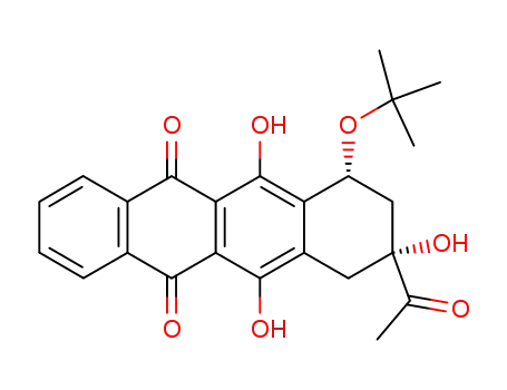 Molecular Structure of 91281-71-9 (9-acetyl-7-tert-butoxy-6,9,11-trihydroxy-7,8,9,10-tetrahydro-5,12-naphthacenedione)