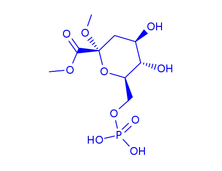 Molecular Structure of 91382-80-8 (Methyl(methyl3-deoxy-D-arabino-hept-2-ulopyranosid)onate-7-phosphate)