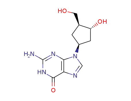 Molecular Structure of 91296-12-7 (2-amino-1,9-dihydro-9-(3-hydroxy-4-(hydroxymethyl)cyclopentyl)-6H-purine-6-one)