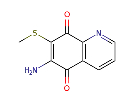 Molecular Structure of 91426-36-7 (6-amino-7-(methylsulfanyl)quinoline-5,8-dione)