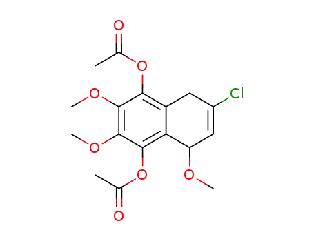 Molecular Structure of 110104-16-0 (1,4-Naphthalenediol, 7-chloro-5,8-dihydro-2,3,5-trimethoxy-, diacetate)
