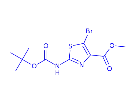 Molecular Structure of 914349-71-6 (Methyl N-Boc-2-amnio-5-bromothiazole-4-carboxylate)