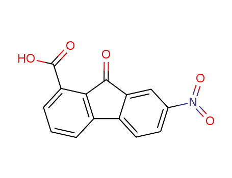 Molecular Structure of 91651-26-2 (7-nitro-9-oxo-9H-fluorene-1-carboxylic acid)