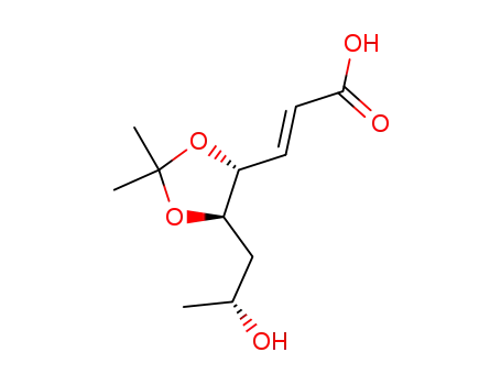Molecular Structure of 91526-96-4 (2-Propenoic acid, 3-[5-(2-hydroxypropyl)-2,2-dimethyl-1,3-dioxolan-4-y l]-, [4R-[4alpha(E),5beta(R*)]]-)