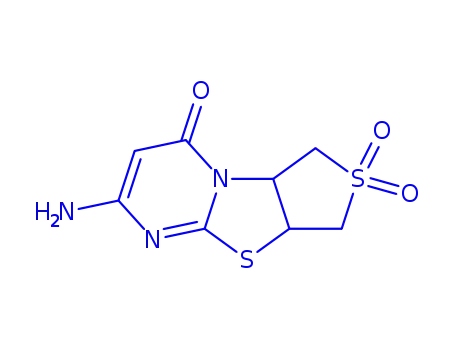 Molecular Structure of 915186-97-9 (2-amino-5a,6,8,8a-tetrahydro-4H-thieno[3',4':4,5][1,3]thiazolo[3,2-a]pyrimidin-4-one 7,7-dioxide)