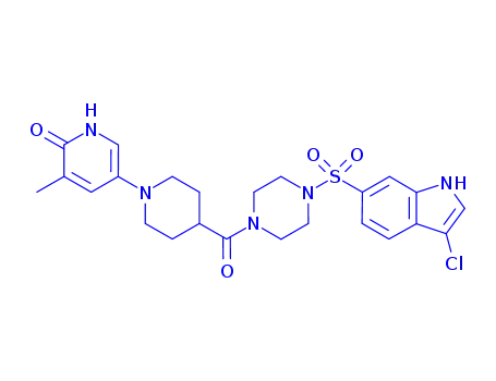 2(1H)-Pyridinone, 5-[4-[[4-[(3-chloro-1H-indol-6-yl)sulfonyl]-1-piperazinyl]carbonyl]-1-piperidinyl]-3-methyl-