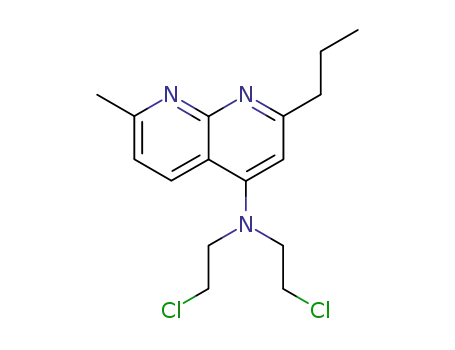 Molecular Structure of 91860-16-1 (N,N-bis(2-chloroethyl)-7-methyl-2-propyl-1,8-naphthyridin-4-amine)