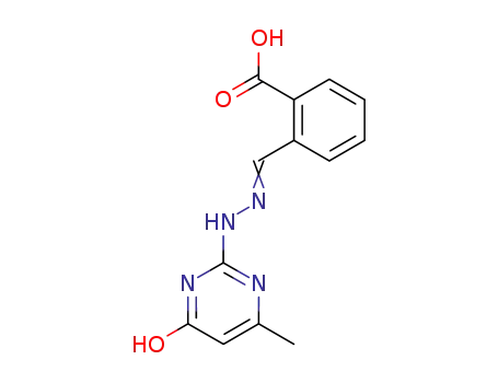 Molecular Structure of 91803-56-4 (2-{(E)-[2-(6-methyl-4-oxo-1,4-dihydropyrimidin-2-yl)hydrazinylidene]methyl}benzoic acid)