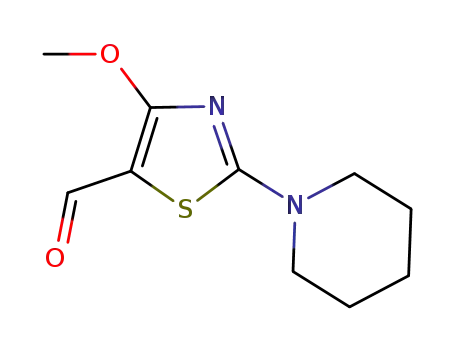 Molecular Structure of 919016-57-2 (4-METHOXY-2-PIPERIDIN-1-YL-THIAZOLE-5-CARBALDEHYDE)