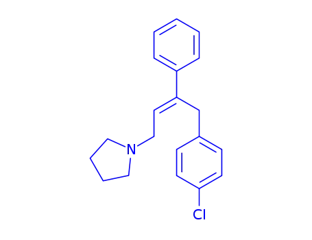 Molecular Structure of 91-82-7 (1-(4-(4-chlorophenyl)-3-phenylbut-2-enyl)pyrrolidine)