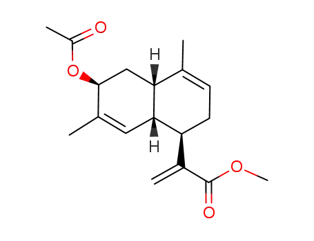 Molecular Structure of 91896-98-9 ([1R,(-)]-6α-Acetyloxy-1,2,4aα,5,6,8aα-hexahydro-4,7-dimethyl-α-methylene-1α-naphthaleneacetic acid methyl ester)