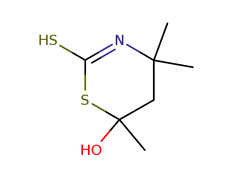 Molecular Structure of 16504-29-3 (2H-1,3-Thiazine-2-thione, tetrahydro-6-hydroxy-4,4,6-trimethyl-)