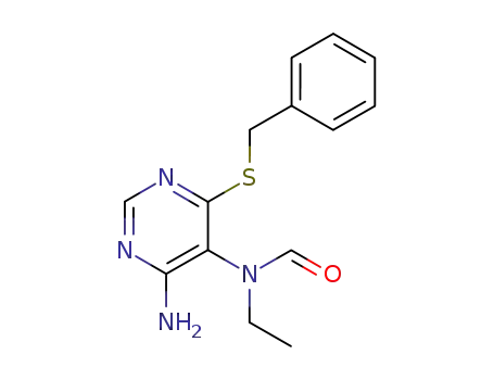 피리미딘, 4-아미노-6-벤질티오-5-(N-에틸포름아미도)-