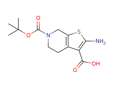 Molecular Structure of 923010-68-8 (2-Amino-6-(tert-butoxycarbonyl)-4,5,6,7-tetrahydrothieno[2,3-c]pyridine-3-carboxylic acid)