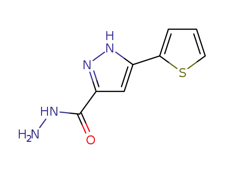 Molecular Structure of 92352-25-5 (5-(2-Thienyl)-1H-pyrazole-3-carbohydrazide)
