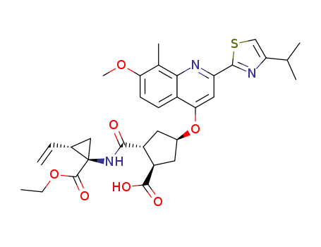 (1R,2R,4R)-2-[[(1R,2S)-1-(ethoxycarbonyl)-2-vinyl-cyclopropyl]carbamoyl]-4-[[2-(4-isopropyl-1,3-thiazol-2-yl)-7-methoxy-8-methyl-4-quinolinyl]oxy]cyclopentanecarboxylic acid
