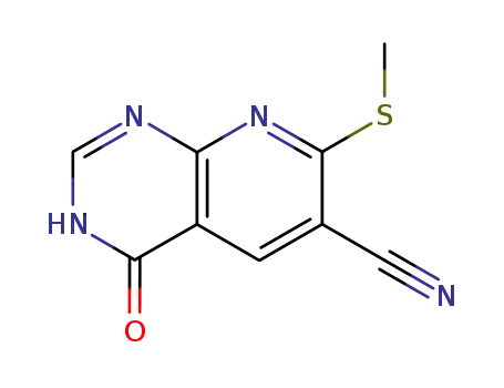 Molecular Structure of 92442-93-8 (7-(methylsulfanyl)-4-oxo-1,4-dihydropyrido[2,3-d]pyrimidine-6-carbonitrile)