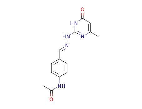 Molecular Structure of 92295-31-3 (N-(4-{(E)-[2-(6-methyl-4-oxo-1,4-dihydropyrimidin-2-yl)hydrazinylidene]methyl}phenyl)acetamide)
