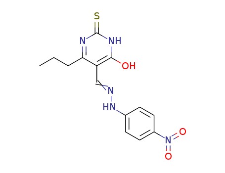 5-[[2-(4-nitrophenyl)hydrazinyl]methylidene]-6-propyl-2-sulfanylidene-pyrimidin-4-one cas  92295-35-7