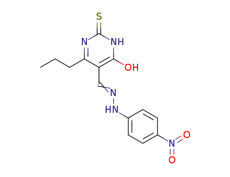 Molecular Structure of 92295-35-7 (5-{[2-(4-nitrophenyl)hydrazino]methylidene}-6-propyl-2-thioxo-2,5-dihydropyrimidin-4(3H)-one)